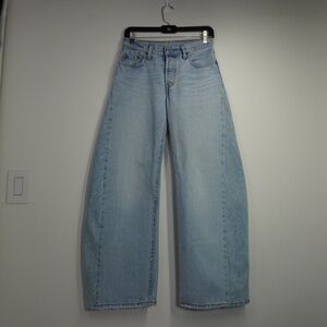 Reworked Levi’s 501 into wide leg/ barrell light was size 24